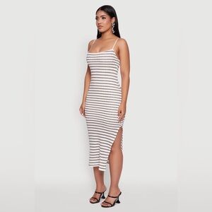 Madden Girl Cutout Back Striped Textured Knit Midi Dress Size L New with Tags